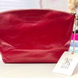 NWT New Hobo Collect Large Travel Pouch Red Leather Retired Rare